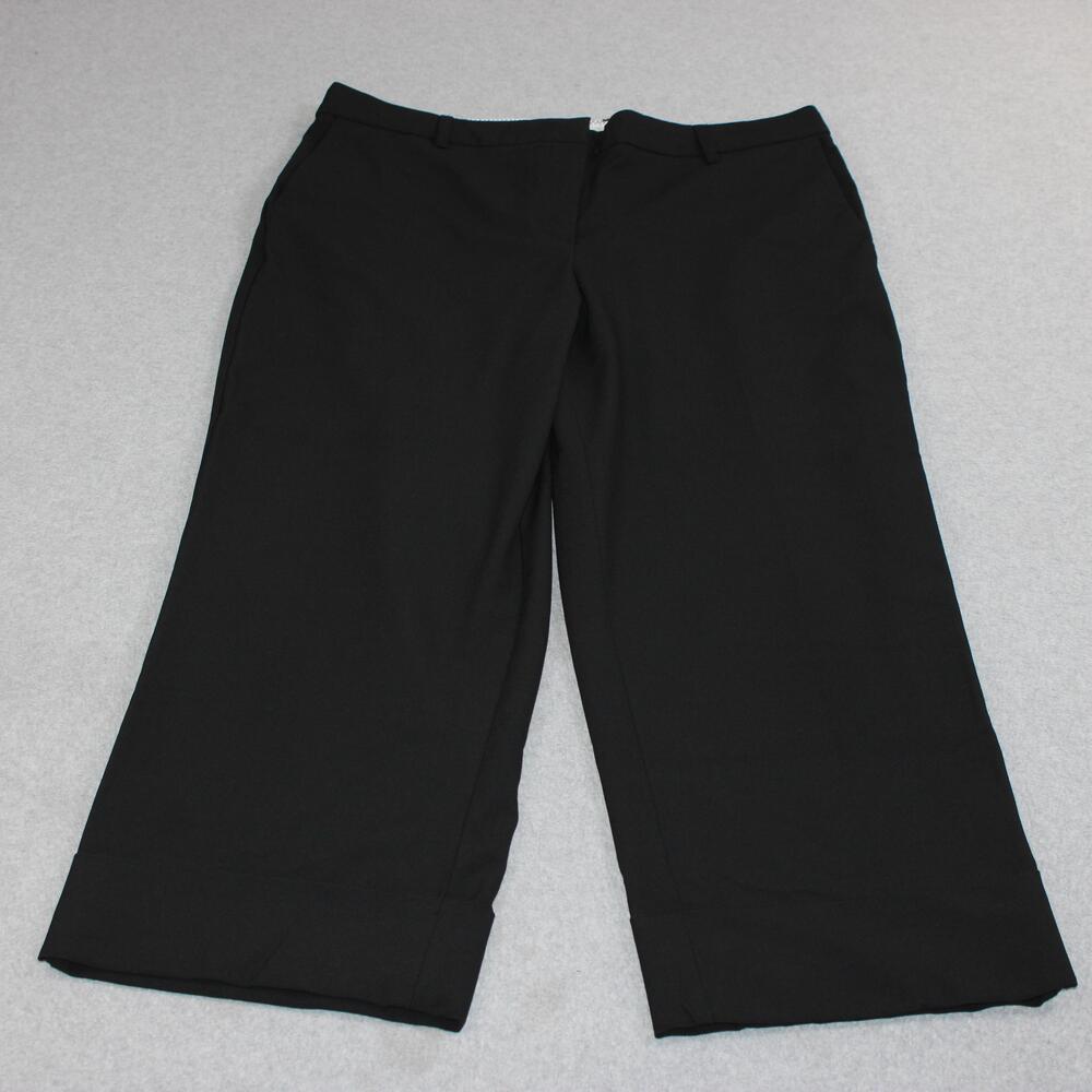 Rachel Zoe Pants Women 12 Black Cropped Ankle Wide Leg Cuff Office Work Capsule